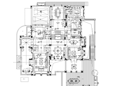 戴昆-上海绿城1000㎡美式别墅室内装修施工图+软装方案