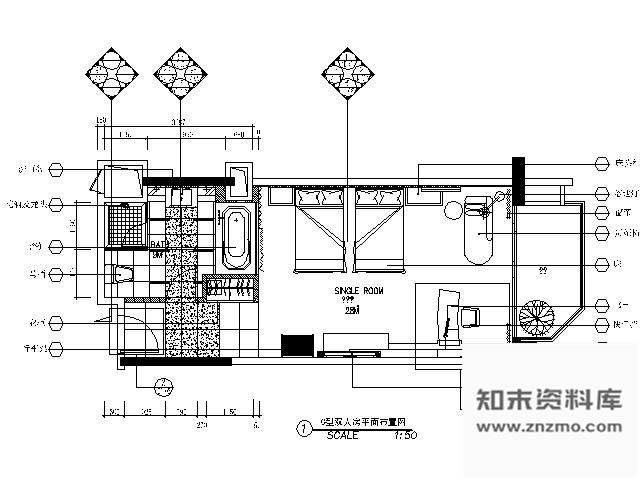 施工图广东五星级酒店双床间施工图