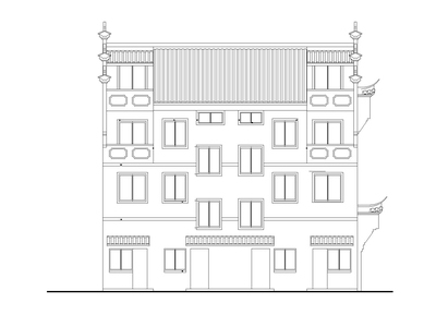 农村徽派马头墙住宅楼施工图 CAD  自建房