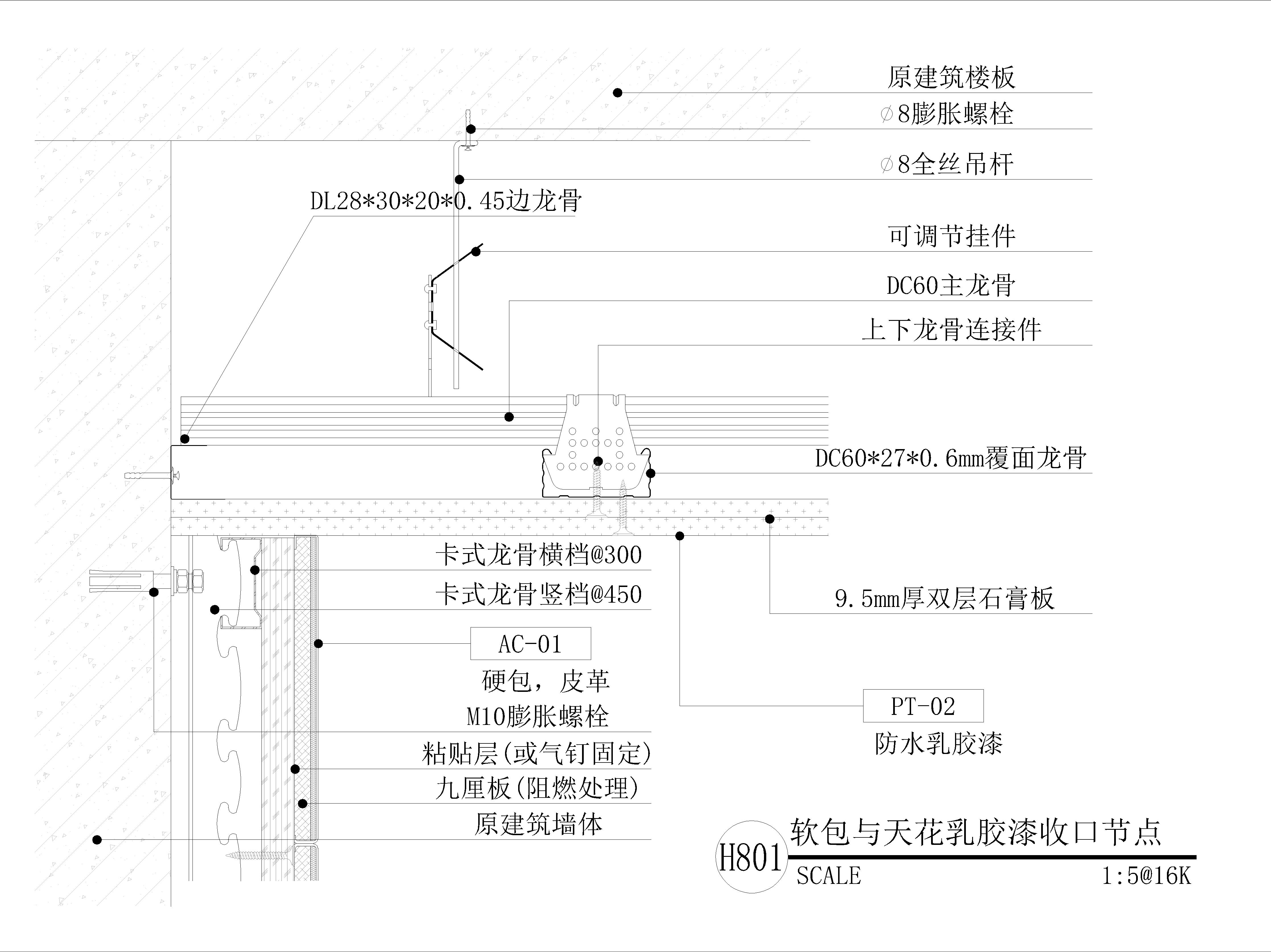 硬包与天花乳胶漆收口