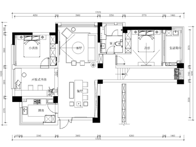 [浙江]-杭州富阳山水国际住宅施工图+效果图 平层