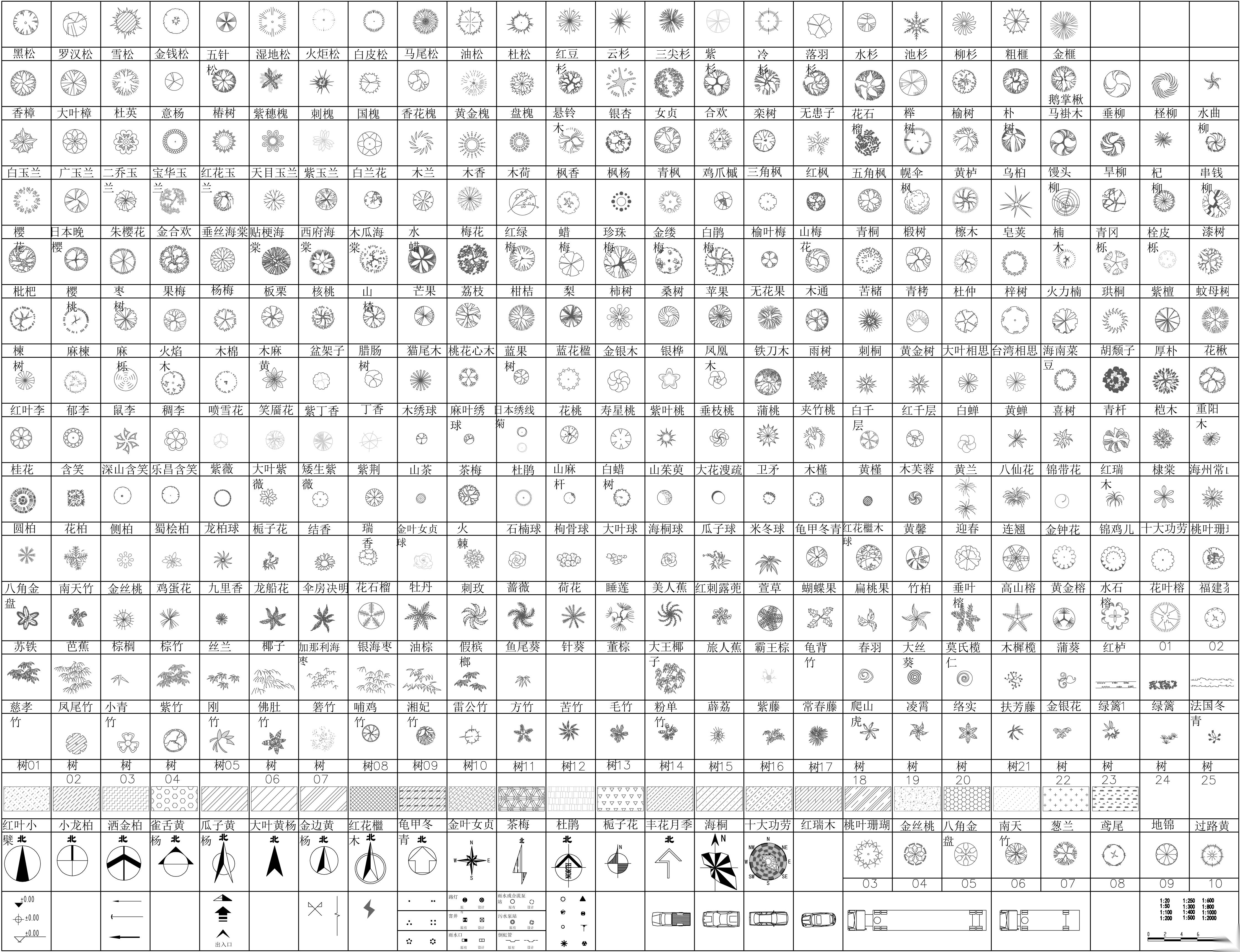200种CAD植物平面图例