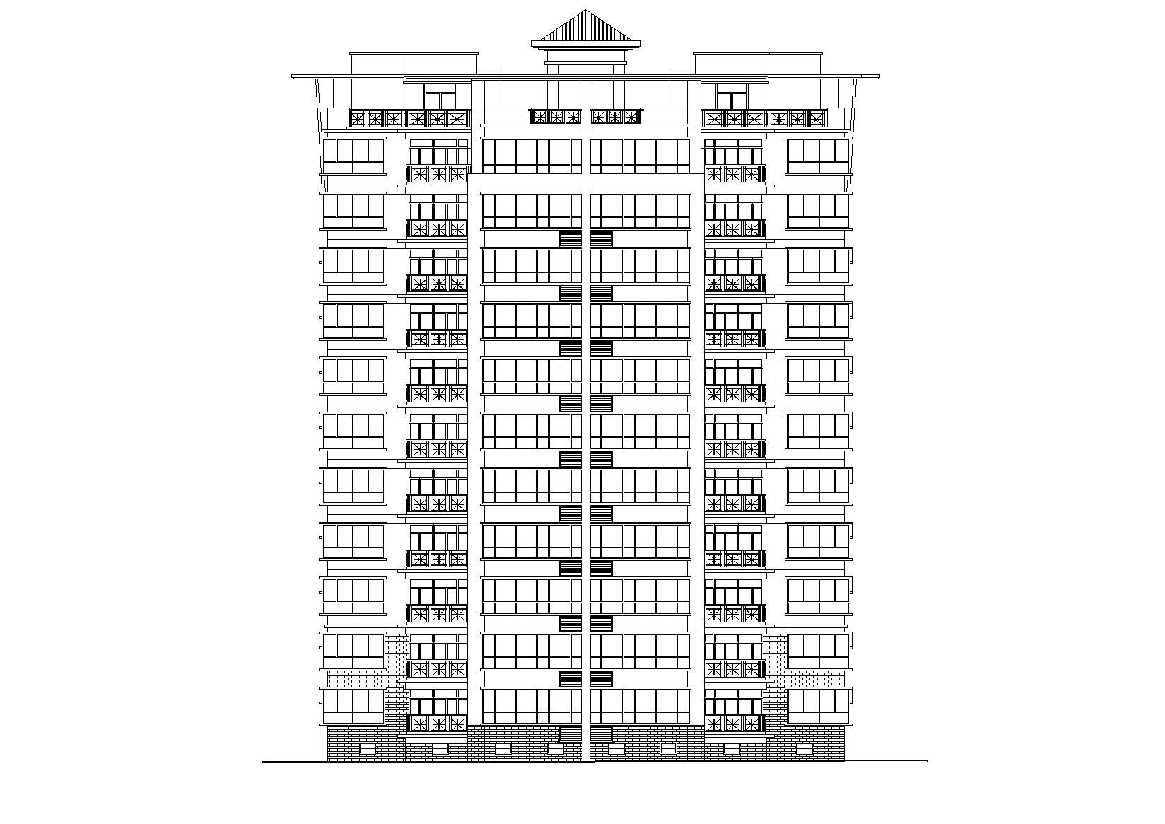 中式高层一梯两户住宅楼建筑施工图