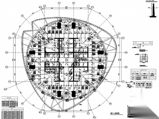 632米巨型框架核心筒 外伸臂结构 金融大厦结构 施工图