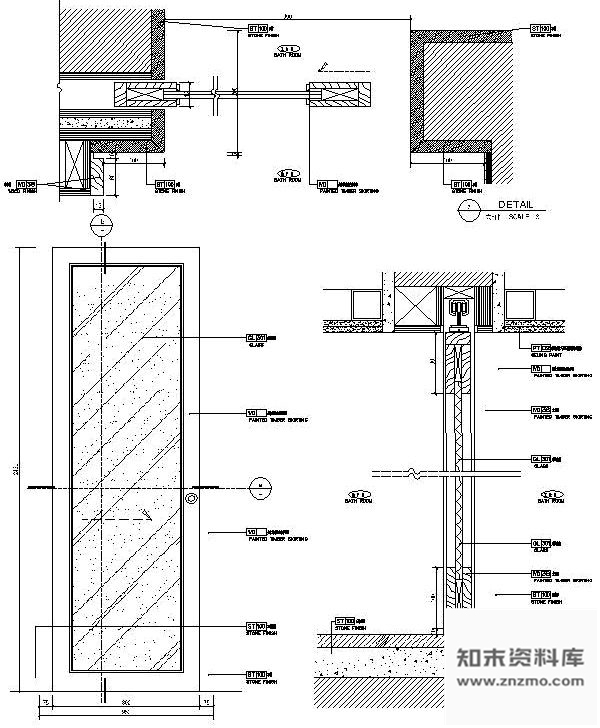 图块/节点客房单开玻璃门详图 通用节点