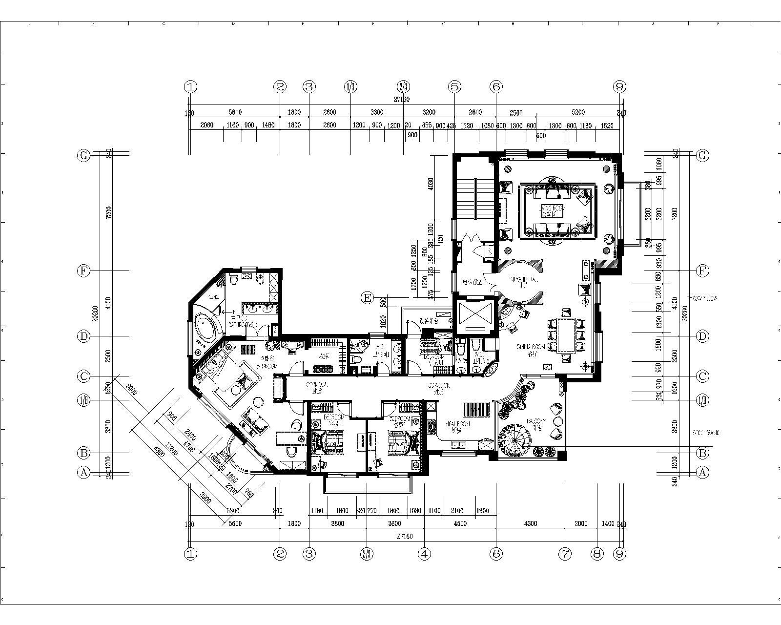 [青岛]现代欧式3居室全套CAD施工图 平层