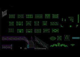 楼梯及铁艺栏杆CAD图库 通用