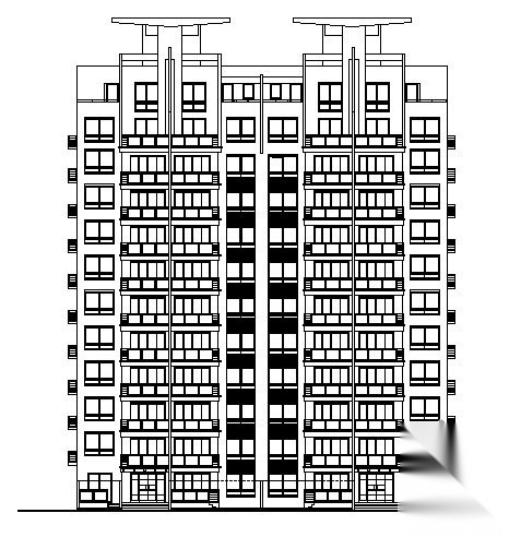 东方城市花园某十二层B型住宅楼建筑设计施工图