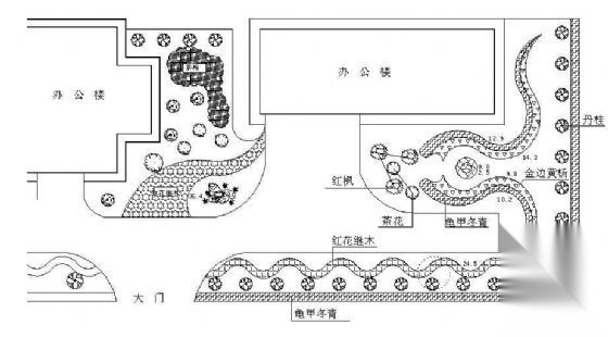 金沙湾水厂绿化平面图 工业园区景观