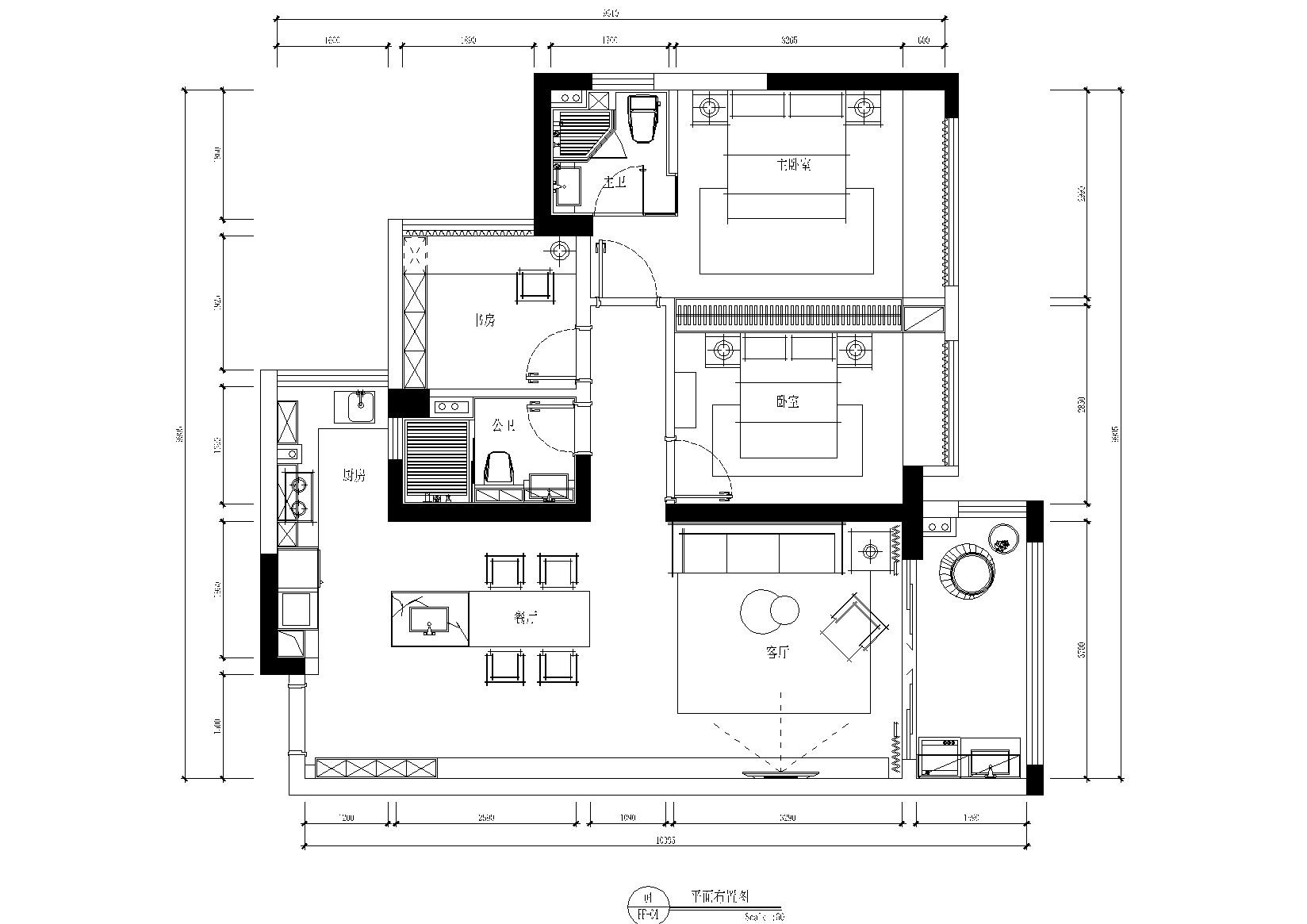 [广东]惠州89㎡轻奢风住宅施工图_附效果图 平层