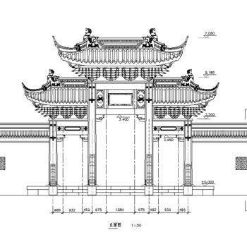 景观园林构件牌楼|CAD施工图|