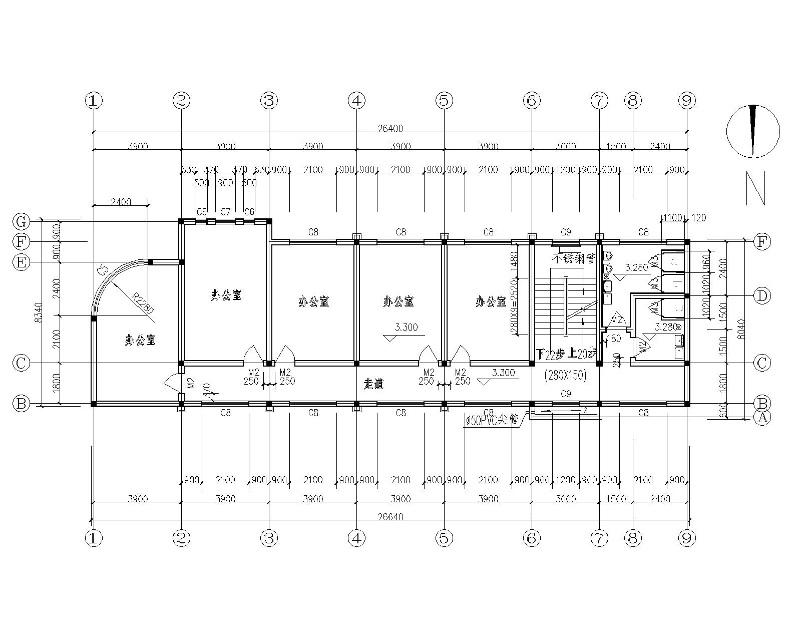 某3层办公楼砖混结构施工图（CAD含建筑图）