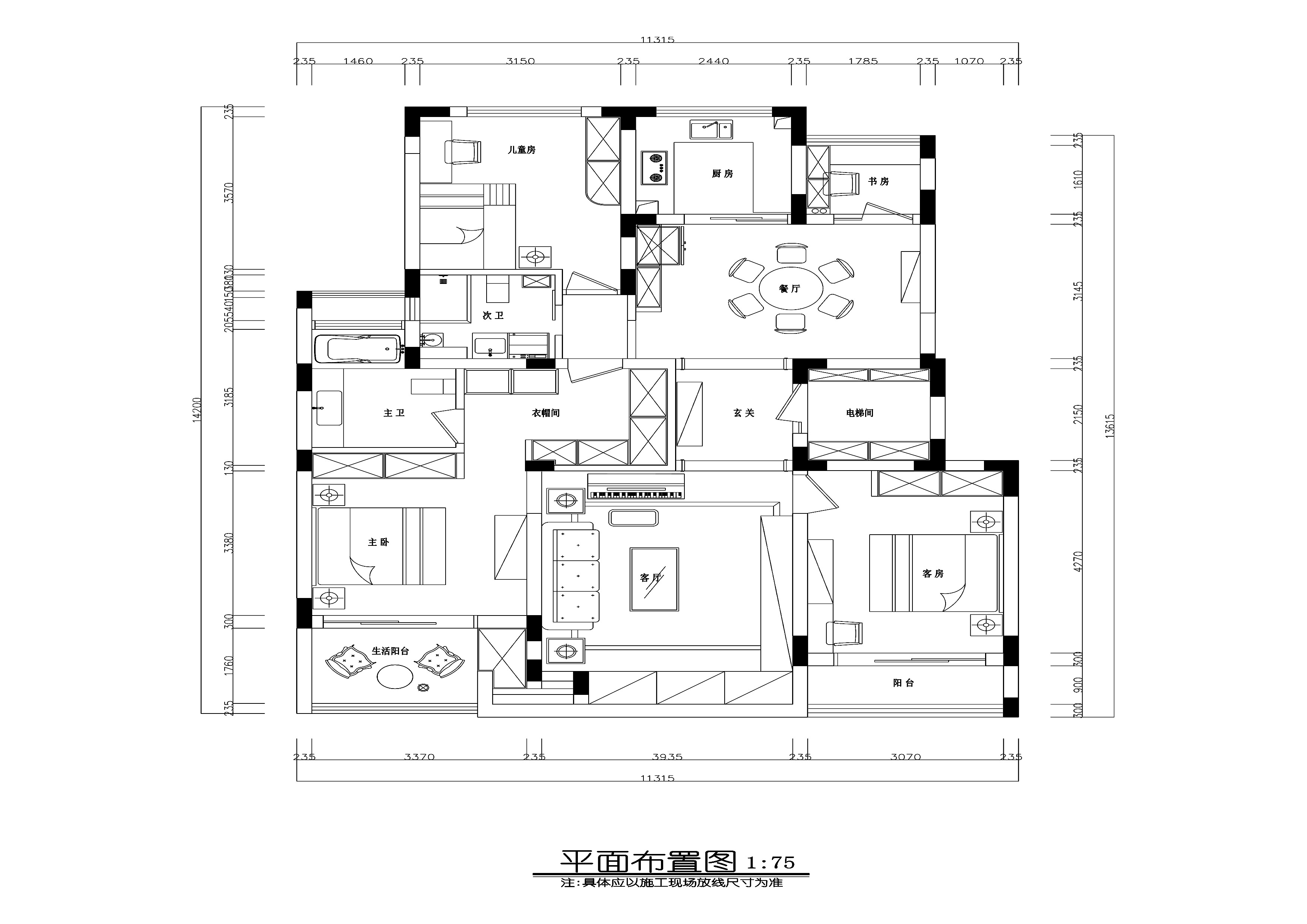 [北京]现代住宅设计施工图+效果图（JPG+CAD）32页 平层