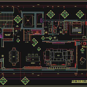 郑州荣盛华府上叠户型cad施工图，CAD建筑图纸 别墅