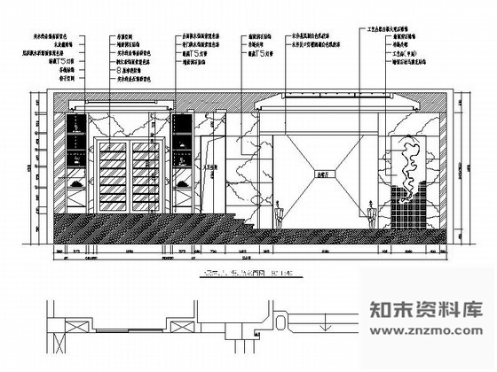 简欧别墅客厅装修立面图节点 施工图