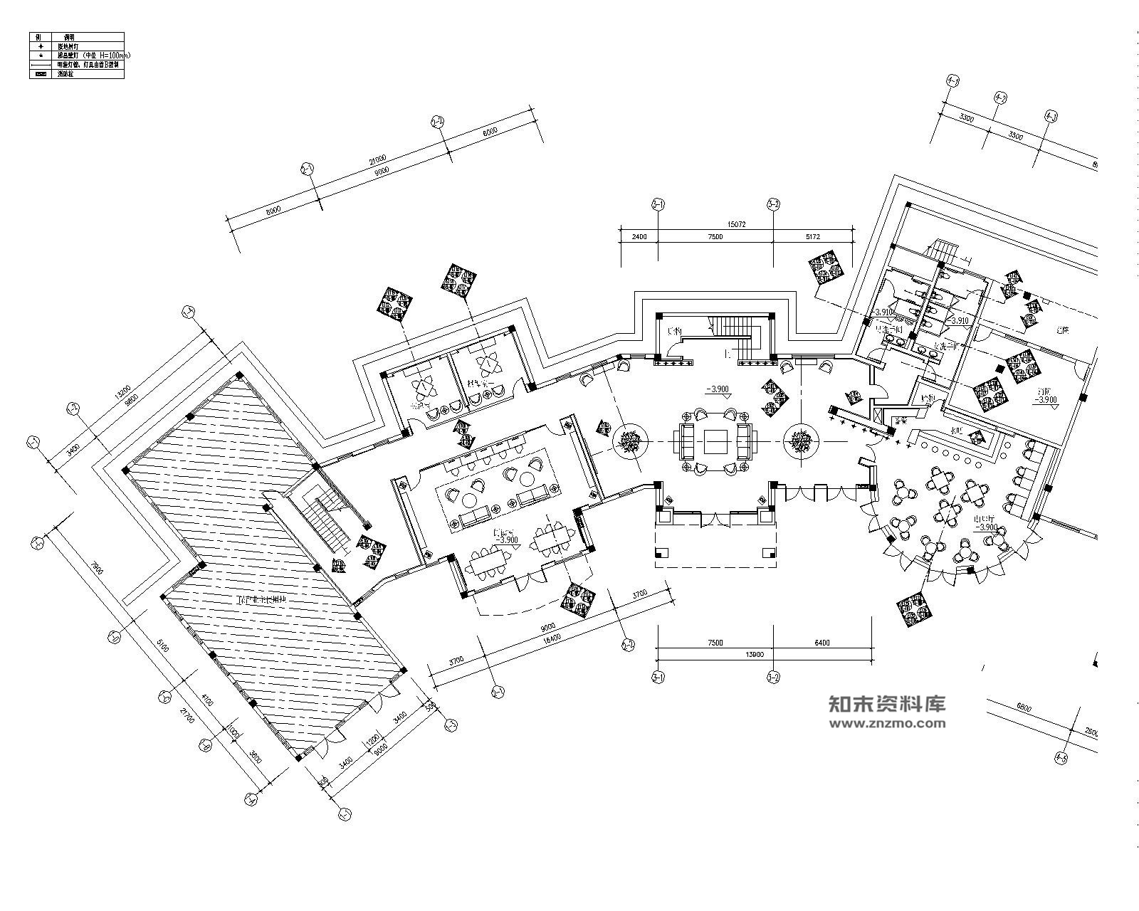 长沙大型中式特色售楼中心室内装修施工图