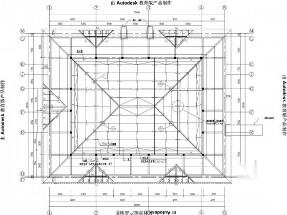 仿古坡屋顶框架结构施工图