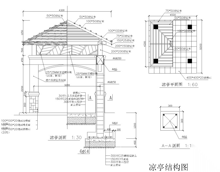 19套各式亭子施工图CAD集