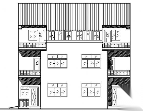 某三层瓦屋顶住宅建筑方案图