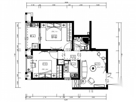 [福建]温馨之家简欧两居室样板房装修图（含效果） 平层