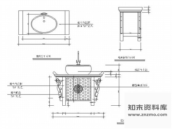 图块/节点云南某古建客栈盥洗台详图 家具节点