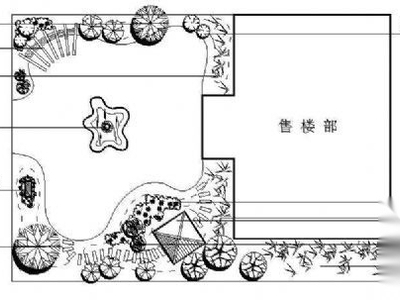 某小区售楼部前庭景观设计平面图