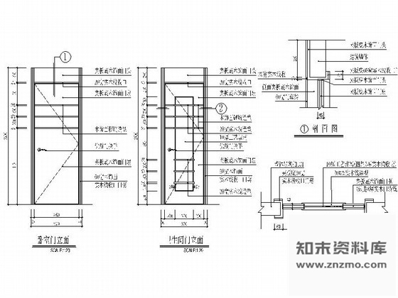 图块/节点夹板木饰单扇门详图 通用节点