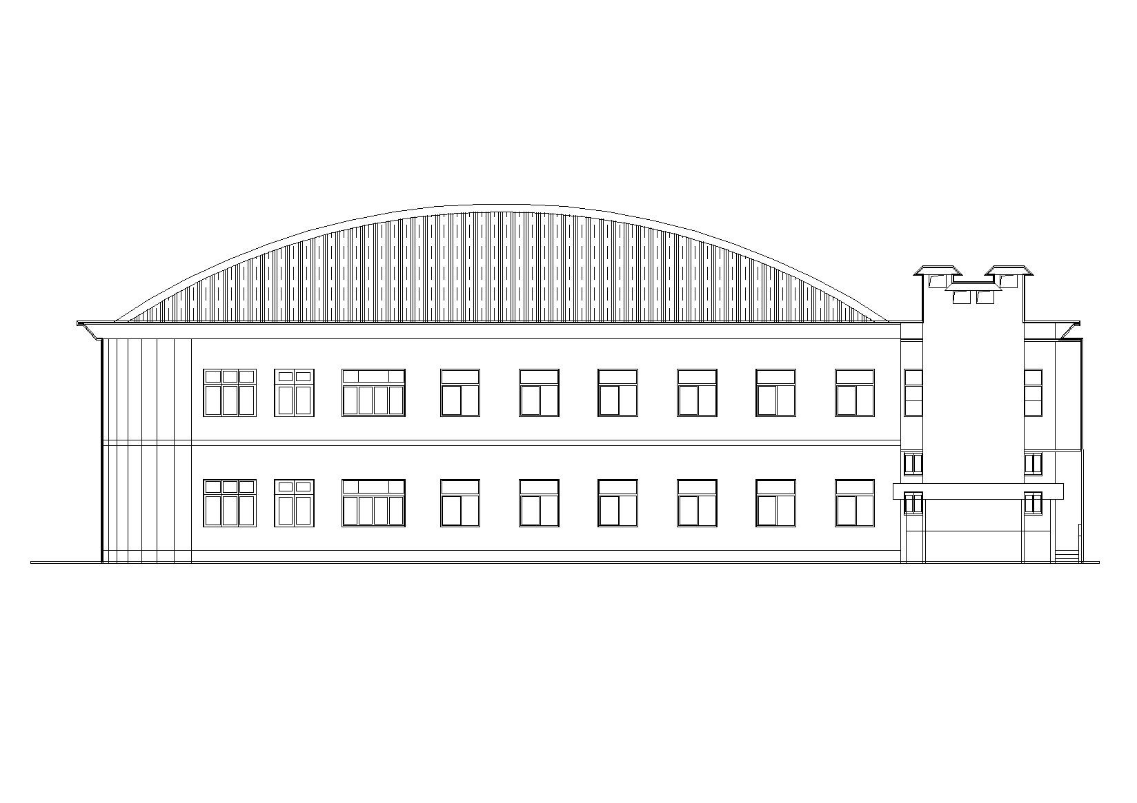 二层弧形屋顶食堂建筑设计施工图