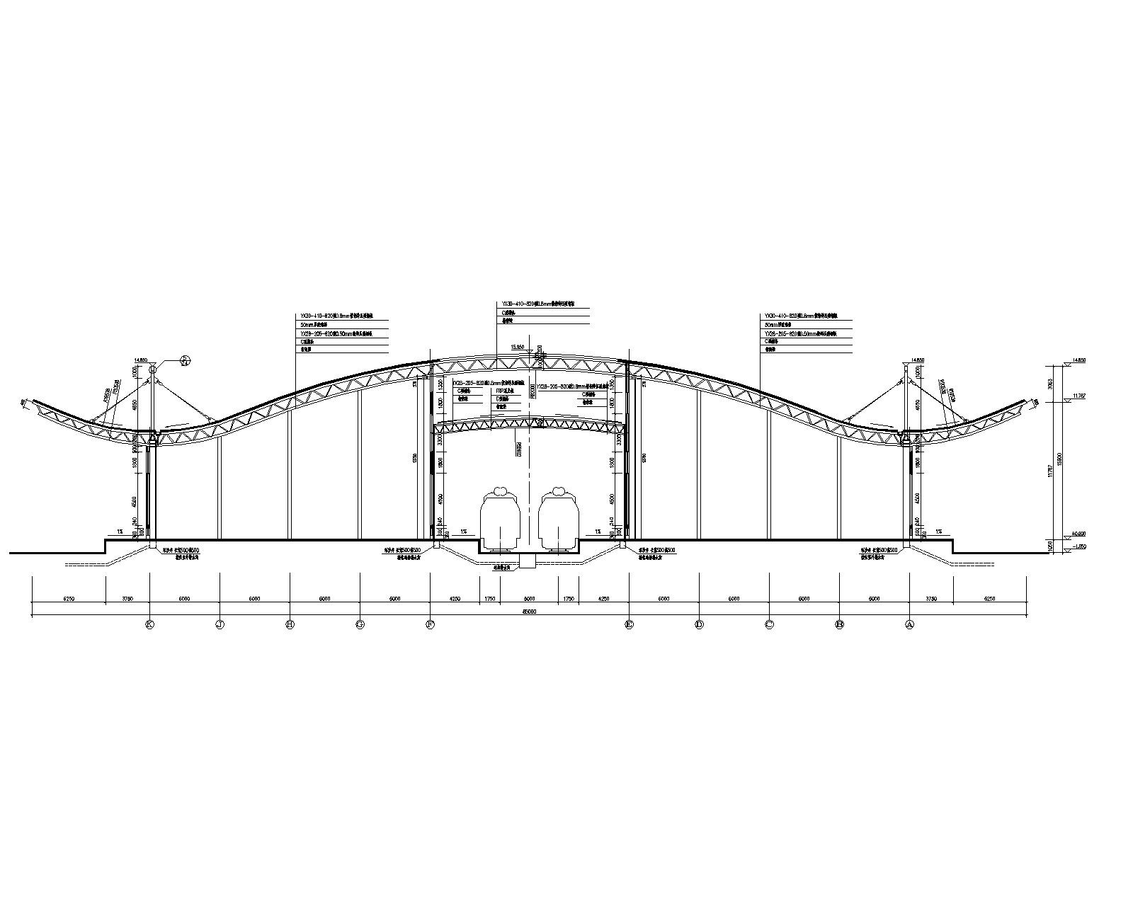 大型钢结构仓库桁架屋面结构施工图（CAD）