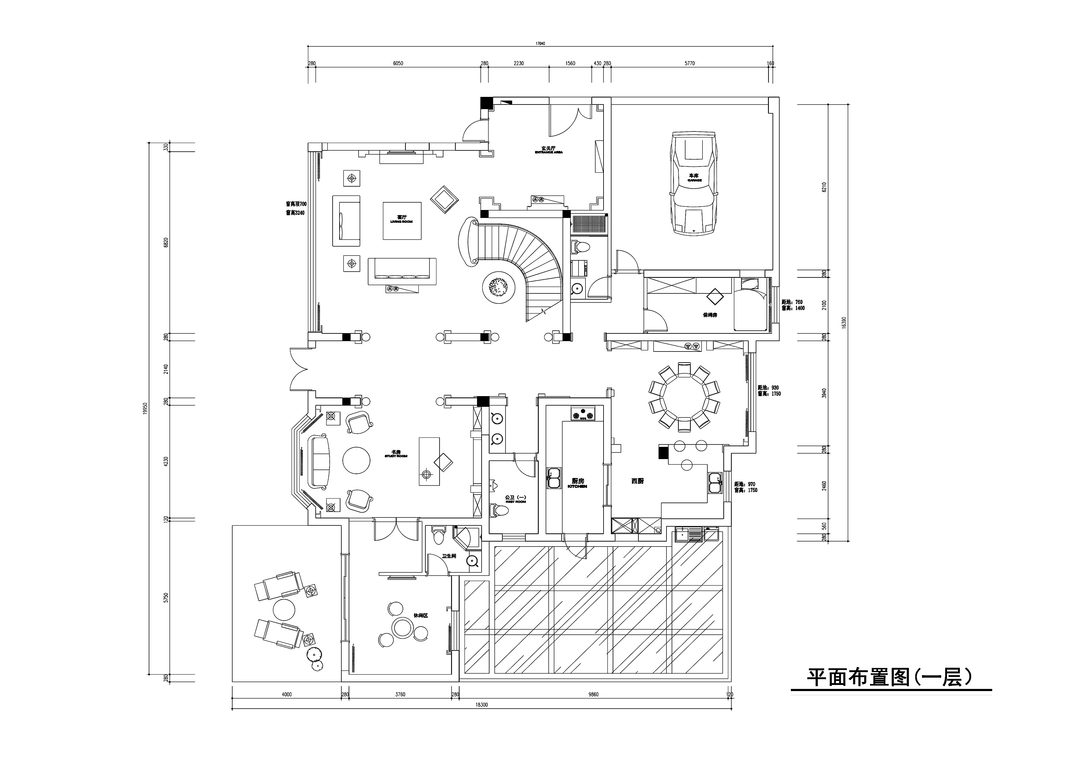 常熟泽景园450平独栋别墅装修施工图+效果图