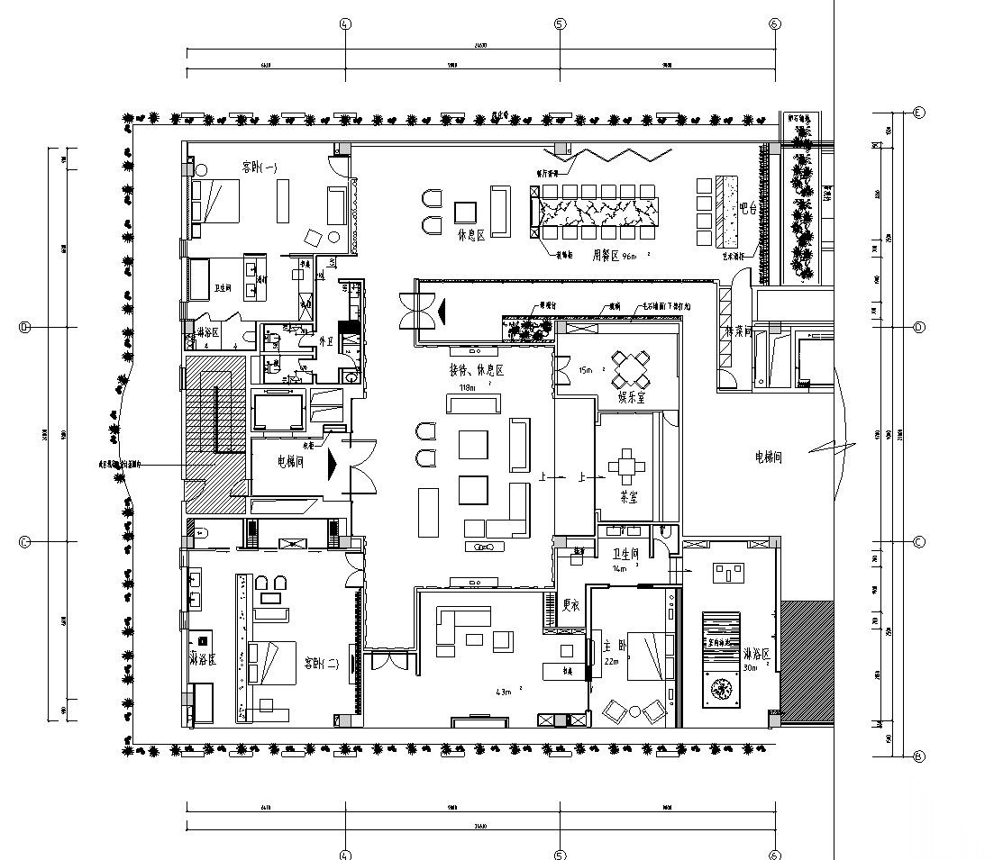 新中式风格水墨江南套房施工图设计（CAD+效果图）