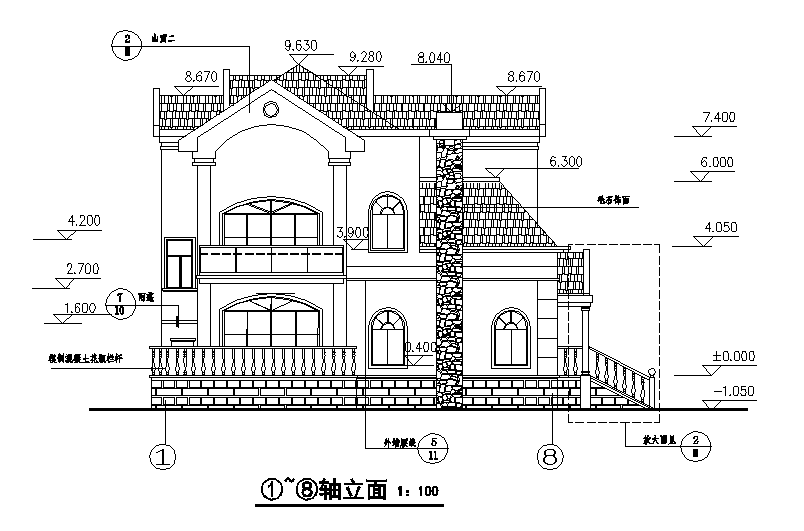 三层独立别墅施工图(含建筑、结构、给排水、电气）