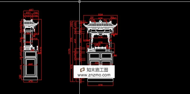 中式佛龛一个，立面，顶面等透视都有