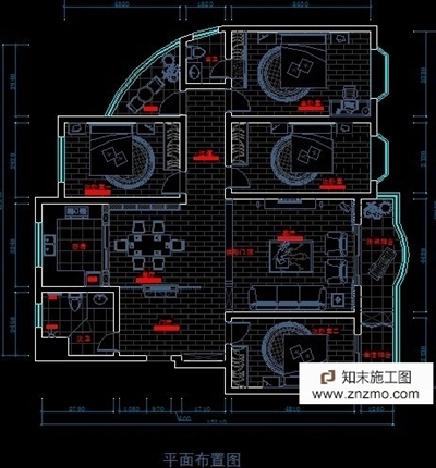 简欧风格四居公寓装修图 cad2007