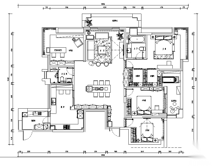 顺发旺角城现代风住宅设计施工图（附效果图） 平层