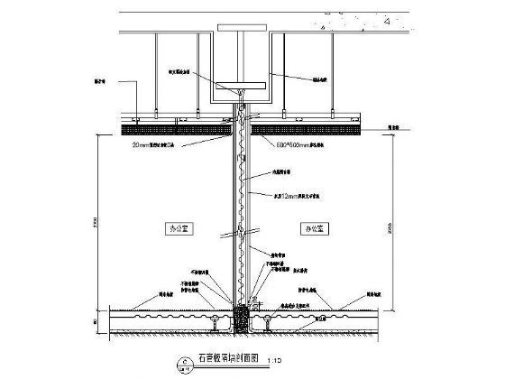 石膏板隔墙剖面图