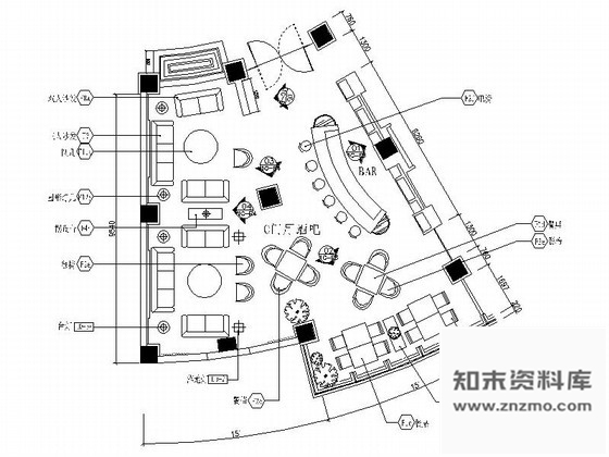 施工图南京时尚酒店内酒吧装修图