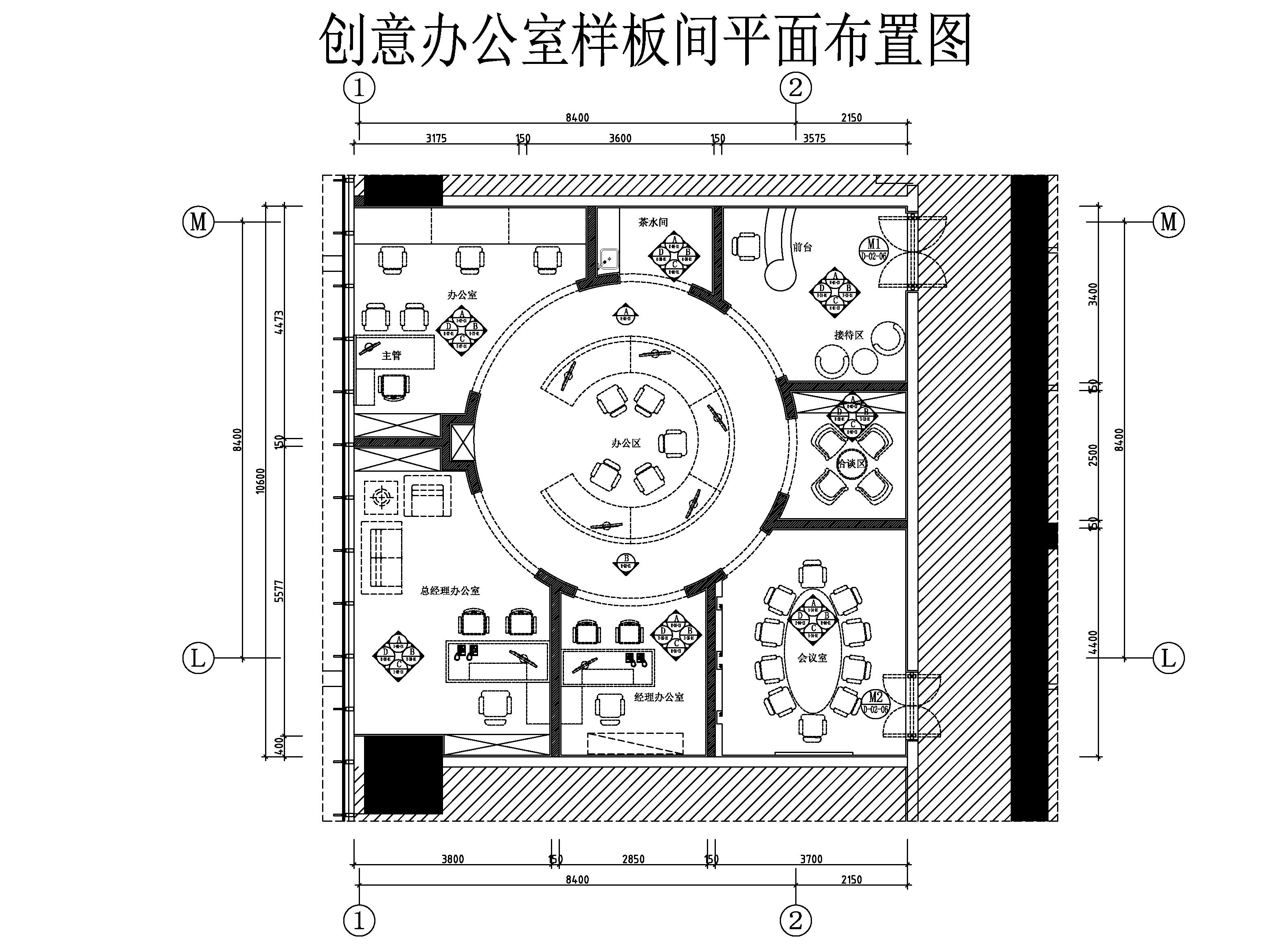 创意办公户型样板间平面图