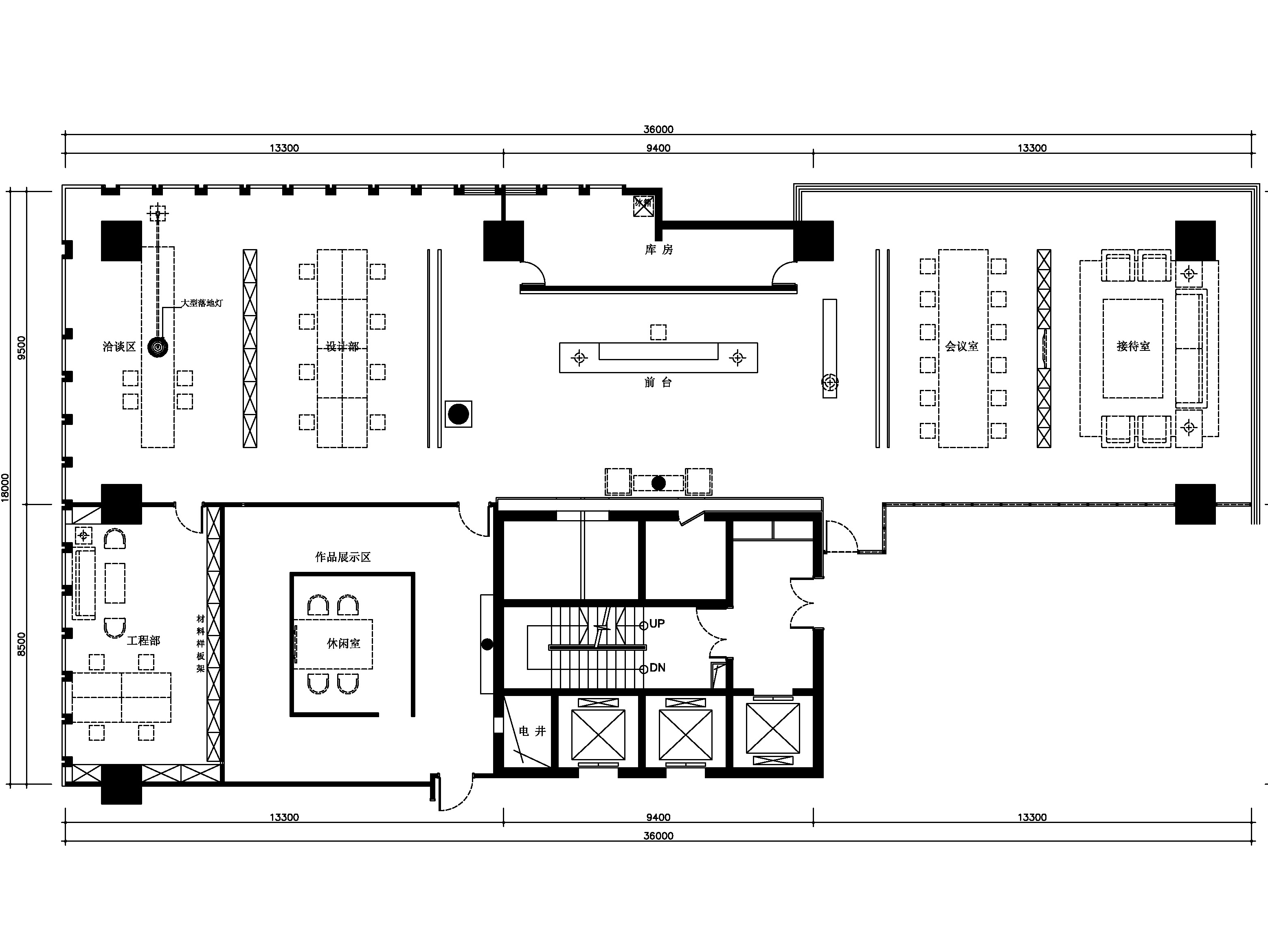 中式  办公空间施工图 效果图 实景