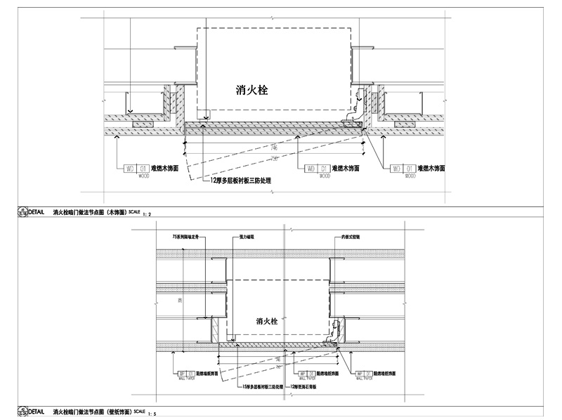 消火栓暗门节点大样详图 一 隐形