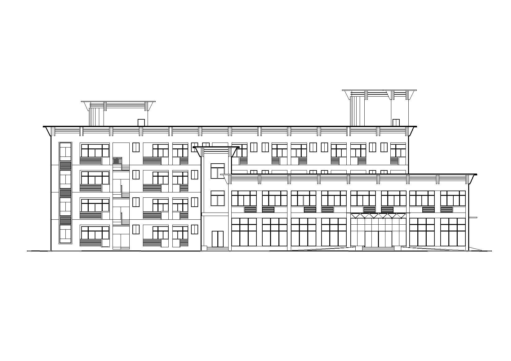 多层食堂庭院宿舍楼建筑施工图