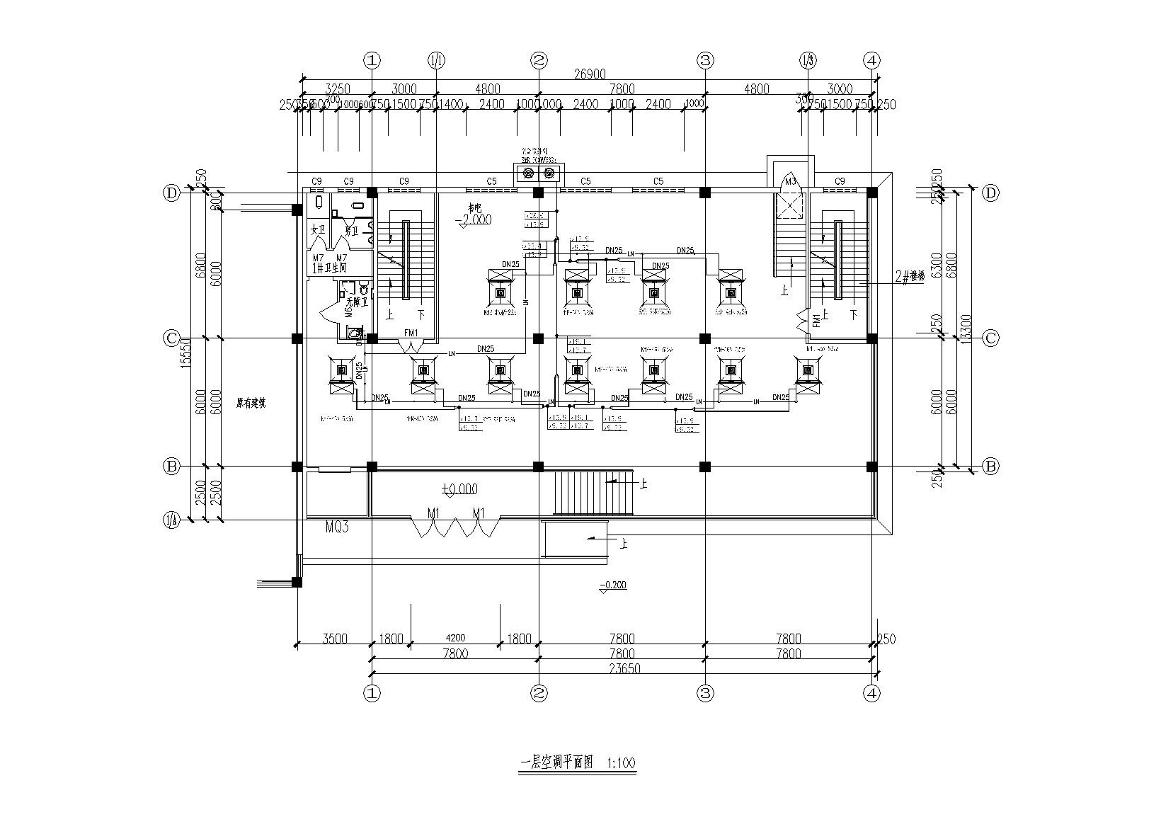 七层图书馆多联机加新风系统 建筑暖通