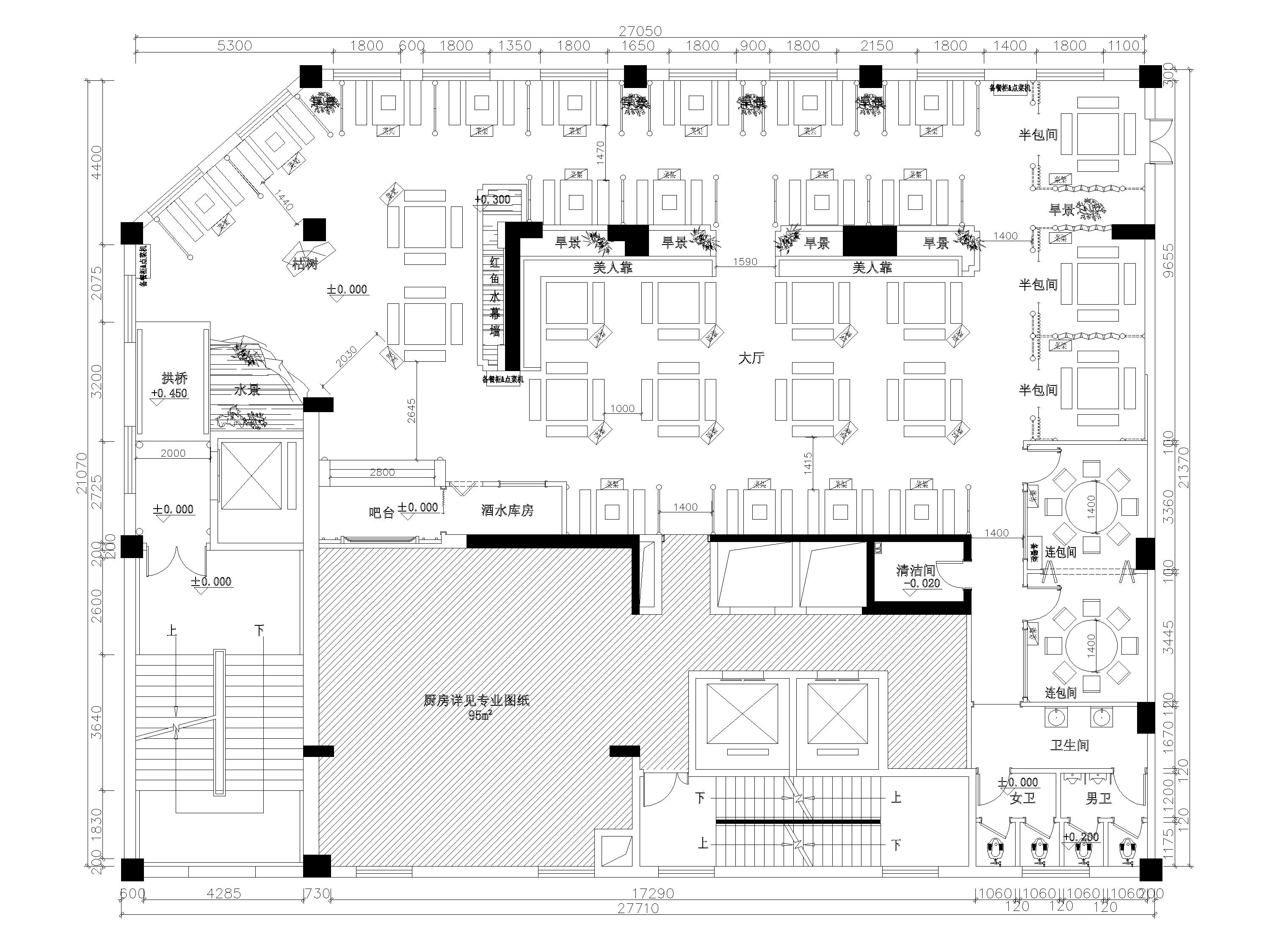 [甘肃]650㎡二层中式小龙坎火锅店施工图