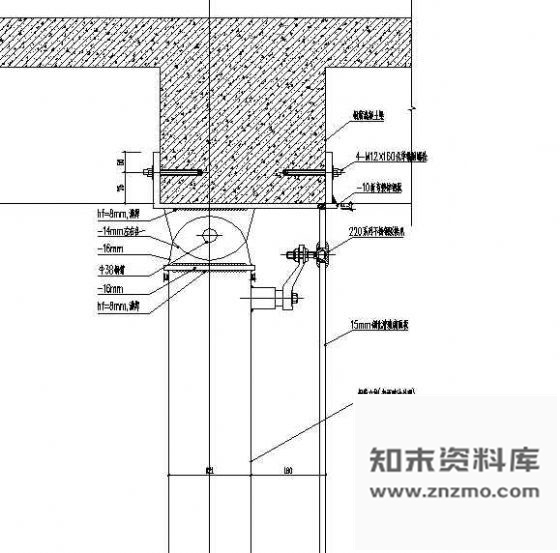 图块/节点钢管骨架点驳接式幕墙顶部节点 节点