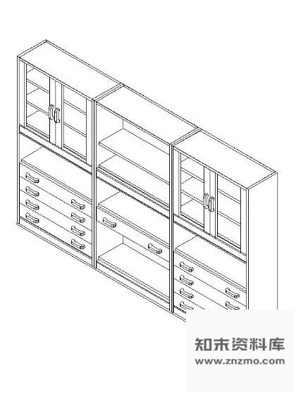 图块/节点书柜CAD三维图块7