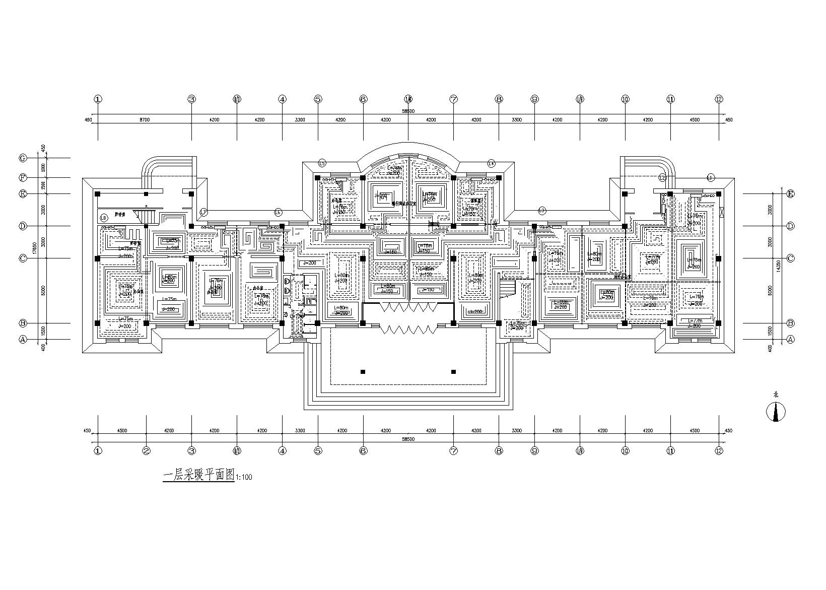 四层办公楼地暖全套施工图（含剖面图） 建筑暖通