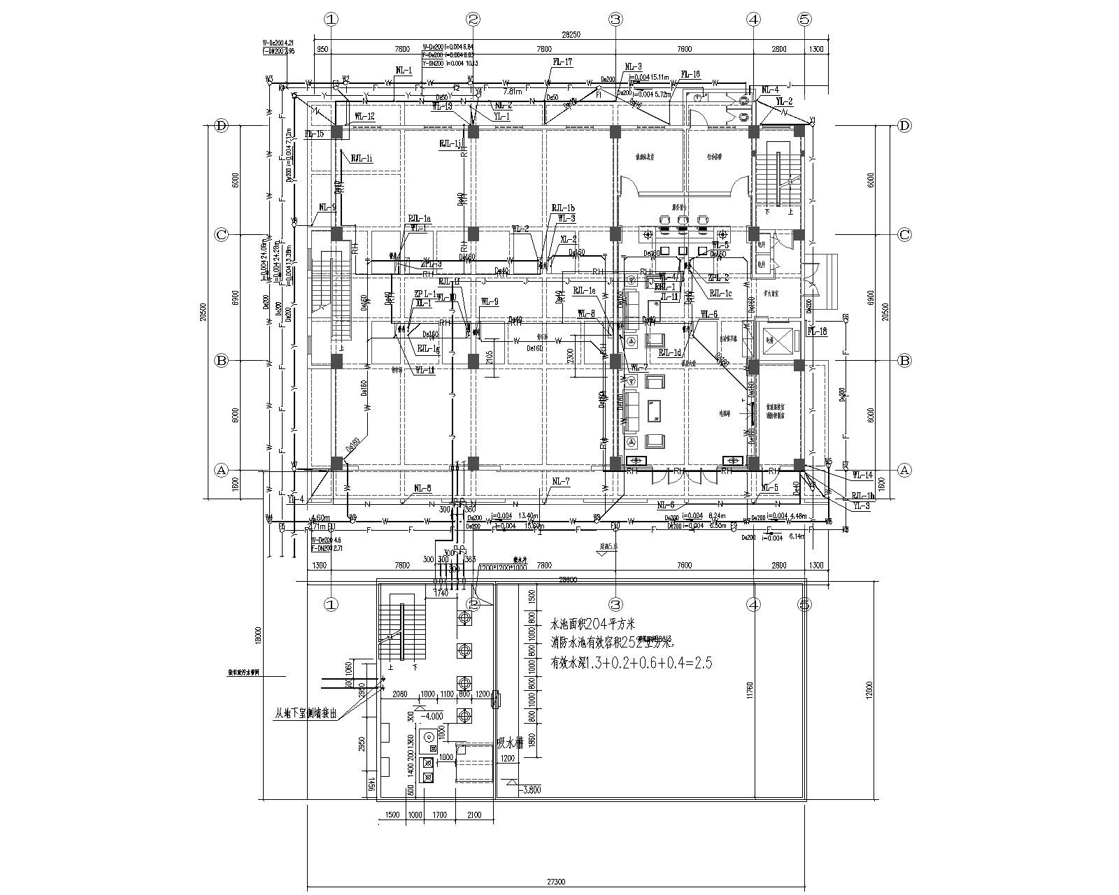 安铺旅馆装修工程给排水施工图 建筑给排水