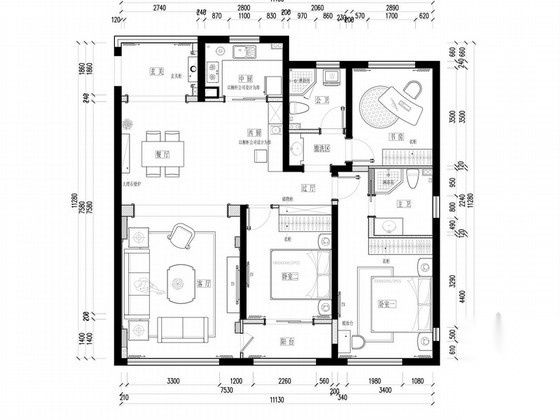 [杭州]140平米欧式风格三室两厅室内装修图（含效果） 平层