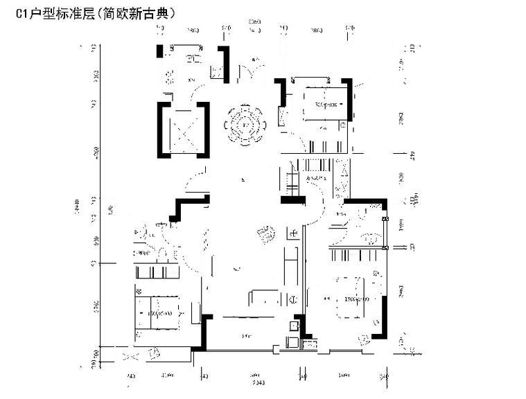 简欧(三房)施工图3 别墅