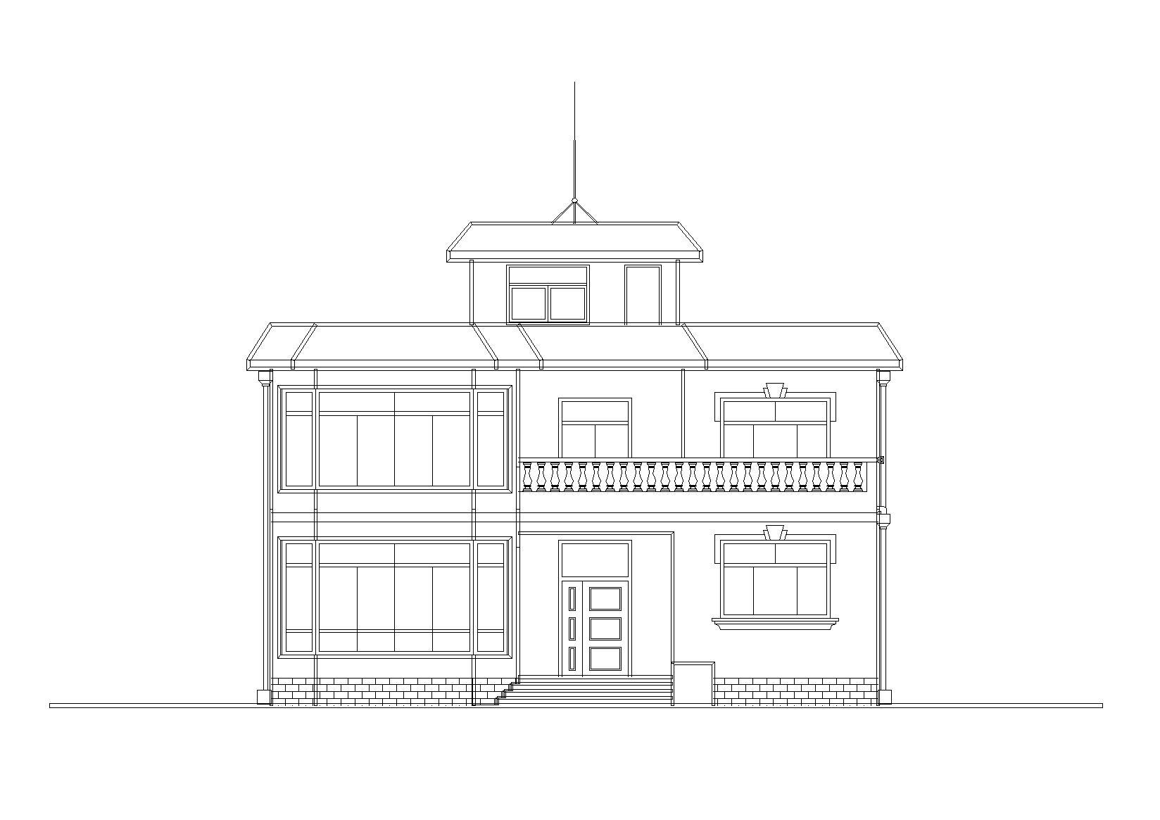 二层阁楼内庭小户型别墅建筑施工图